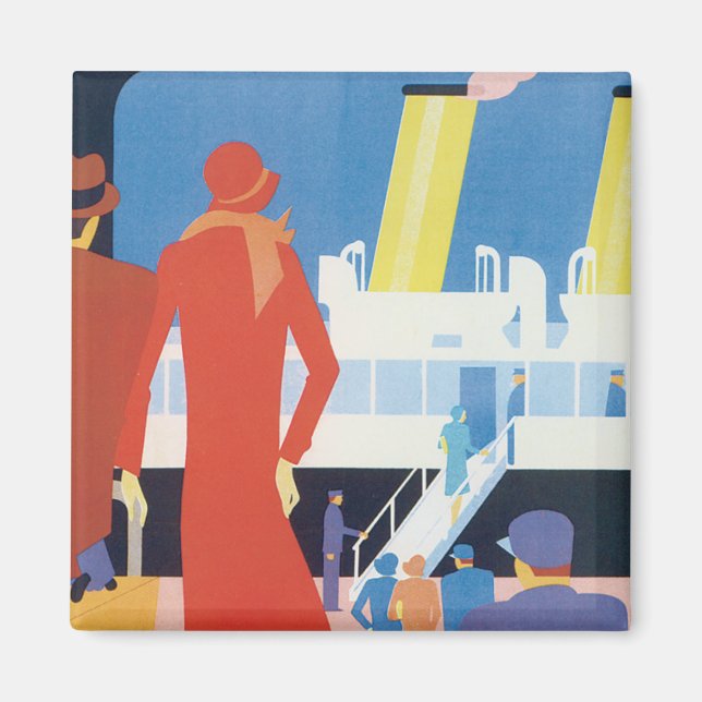 Íman Art Deco Belgium Ferry Poster (Frente)