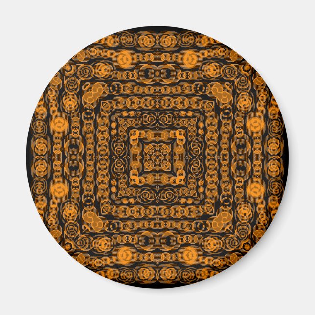 Íman Art Deco Dourado Retro Squares Abstrato (Frente)