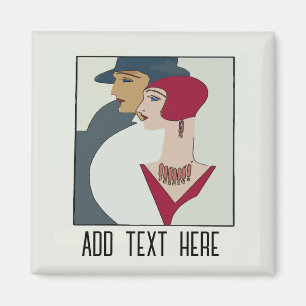 Íman Art Deco Faces, adicionar texto Magnet