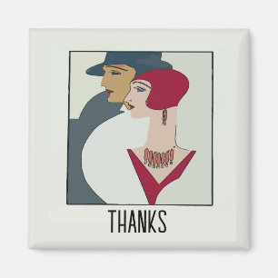 Íman Art Deco Faces, adicionar texto Magnet