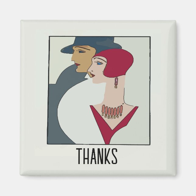 Íman Art Deco Faces, adicionar texto Magnet (Frente)