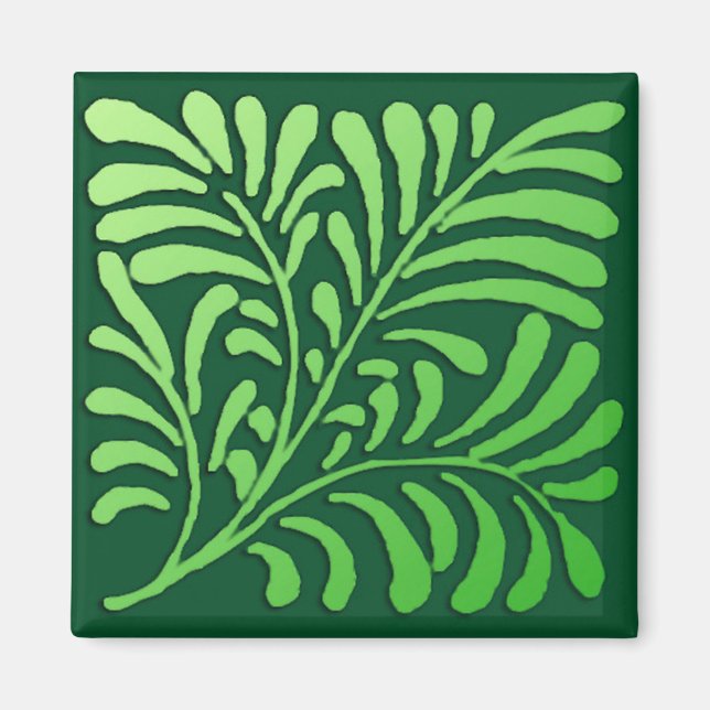 Íman Art Deco Fern Standard - tons verdes (Frente)