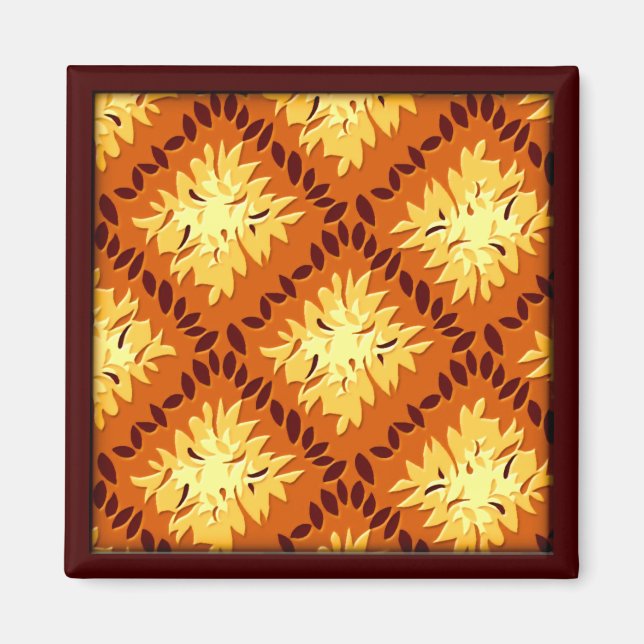 Íman Art Deco Flower Grid - Pumpkin (ímã) (Frente)