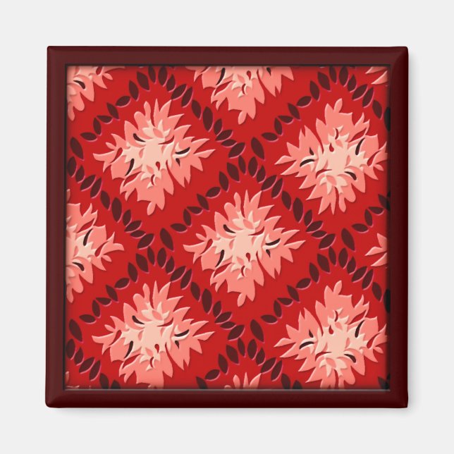 Íman Art Deco Flower Grid - Vermelho (ímã) (Frente)