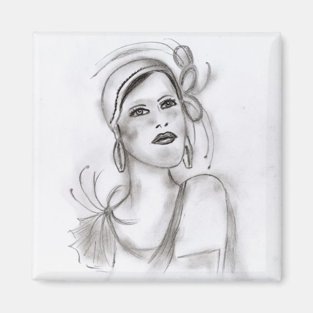 Íman Art Deco Girl (Frente)