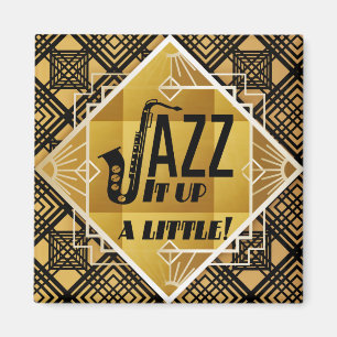 Íman Art deco jazz saxofone Black Gold