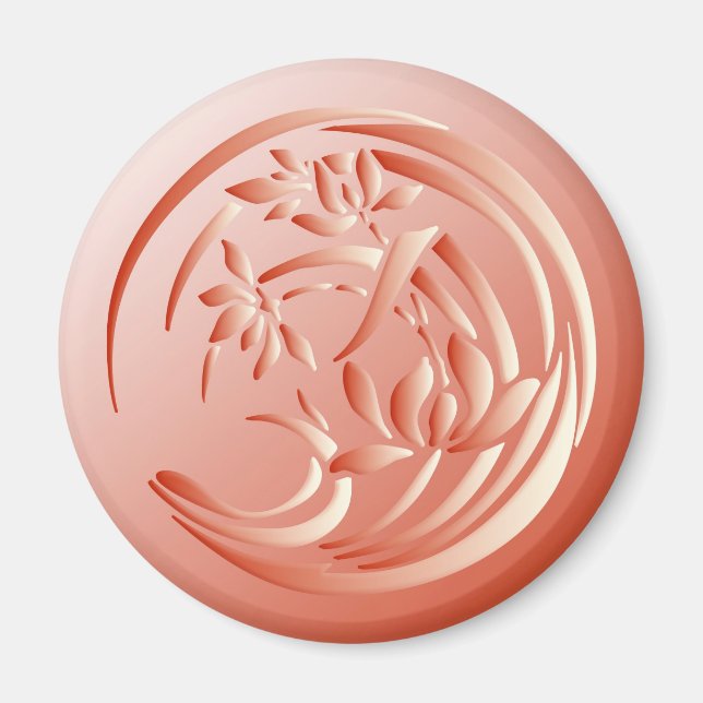 Íman Art Deco Lily - Coral - Laranja (Frente)