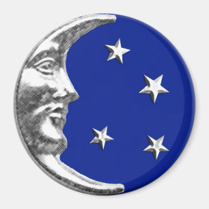 Íman Art Deco Moon and Stars - Cobalt Blue e Prata