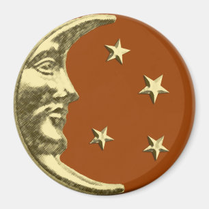 Íman Art Deco Moon and Stars - Rua Marrom e Dourada