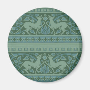 Íman Art Deco Nouveau Dog Nature Botânico: Padrão