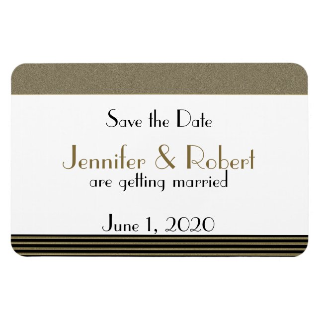 Íman Art Deco Posh Wedding Save the Date (Horizontal)