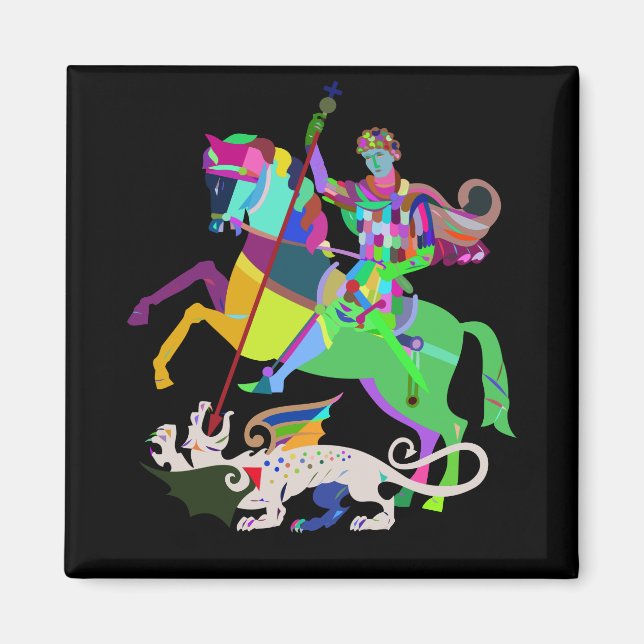 Íman Art Deco Rua George the Dragon Slayer (Frente)