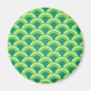 Íman Art Deco wave pattern - jade green