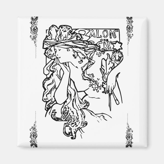 Íman Art nouveau Alphonse Mucha ímã (Frente)