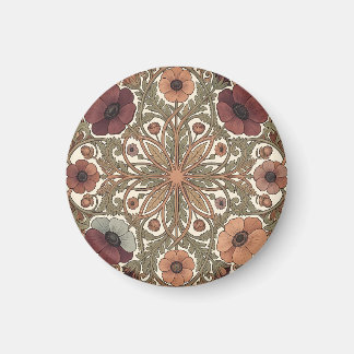Íman Art Nouveau Anêmona Floral Circular