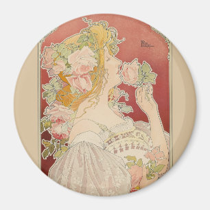 Íman Art Nouveau Belle Époque Senhorita Rosas Livemont