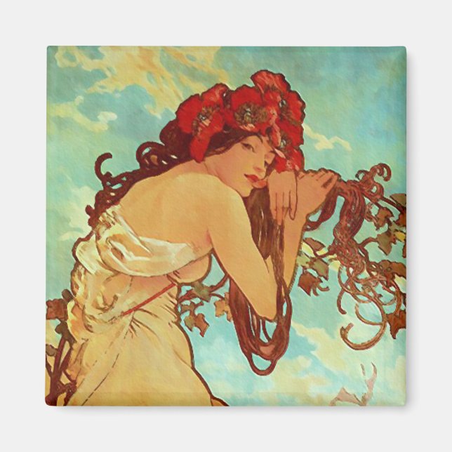 Íman Art Nouveau - Mucha - Verão (Frente)