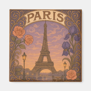 Íman Art Nouveau Paris Eifel Tower Floral