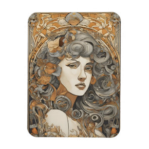 Íman Art Nouveau Portrait Vintage Female Ilustração