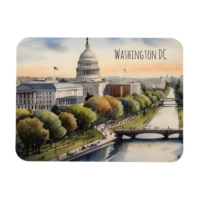 Íman Arte a aquarela Washington DC (Horizontal)