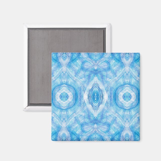 Íman Arte Abstrata Aquarela Azul Claro Fé (Front/Back)