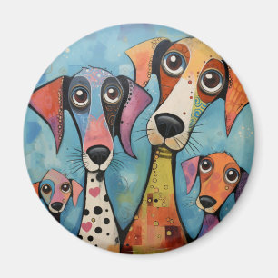 Íman Arte abstrata colorida de cachorro em estilo de de