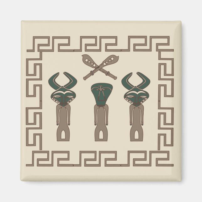 Íman Arte abstrata de rosto tribal africano (Frente)