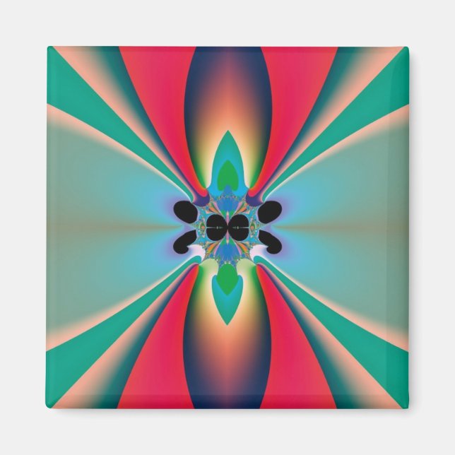 Íman Arte abstrata de simetria de espelho coral turques (Frente)