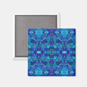 Íman Arte Abstrata de Tinta Alcoólica Azul Oceânico