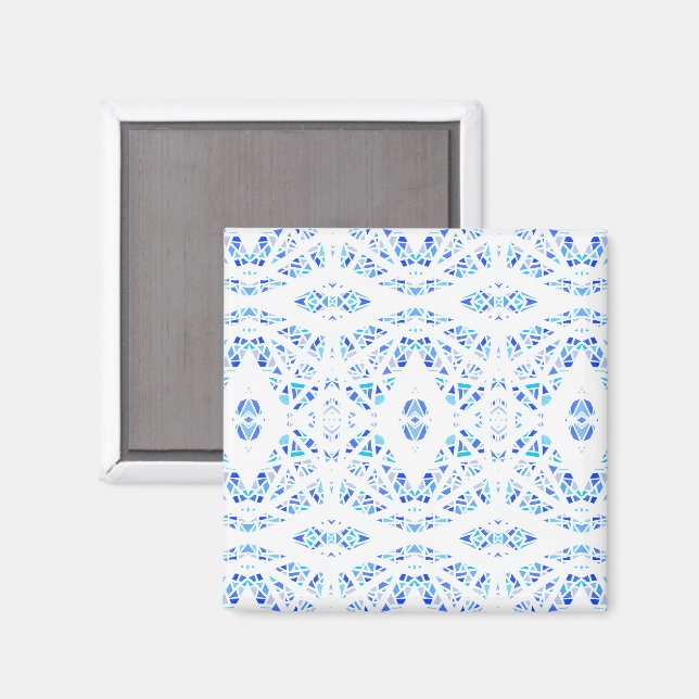 Íman Arte Abstrata em Gouache Azul Branco Espectroscópi (Front/Back)