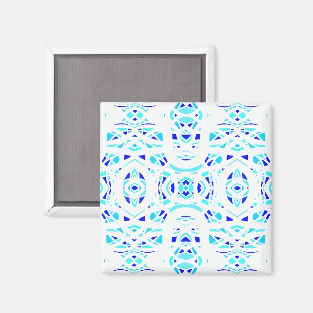 Íman Arte Abstrata em Gouache Azul Branco Firebrand (Front/Back)