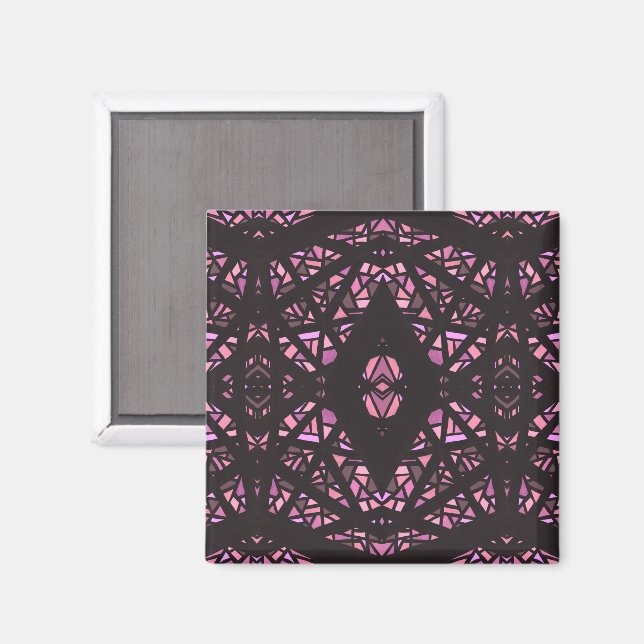 Íman Arte Abstrata em Gouache Rosa Preto Espectroscópic (Front/Back)