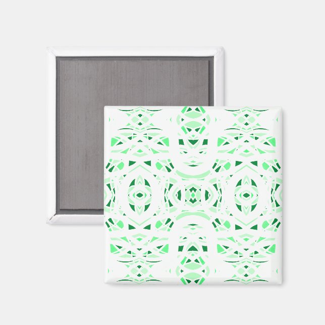 Íman Arte Abstrata em Gouache Verde Branco Firebrand (Front/Back)