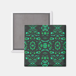 Íman Arte Abstrata em Gouache Verde Preto Firebrand
