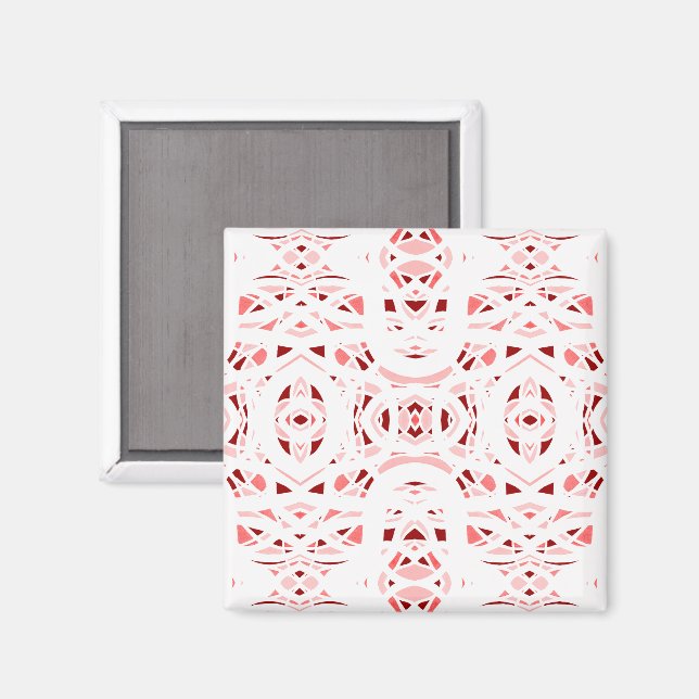 Íman Arte Abstrata em Guache Vermelho Branco Firebrand (Front/Back)