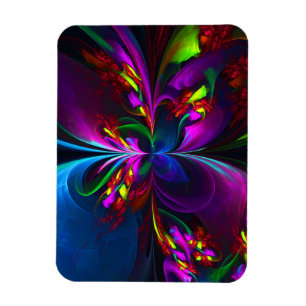 Íman Arte abstrata floral moderna padrão vermelho azul