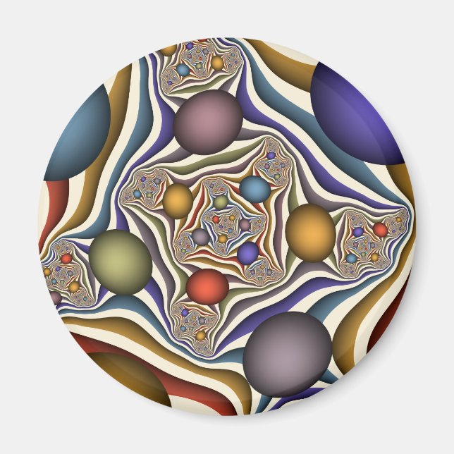 Íman Arte abstrata fractal moderna colorida voadora (Frente)