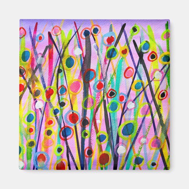 Íman arte abstrata paisagem colorida aquarela (Frente)