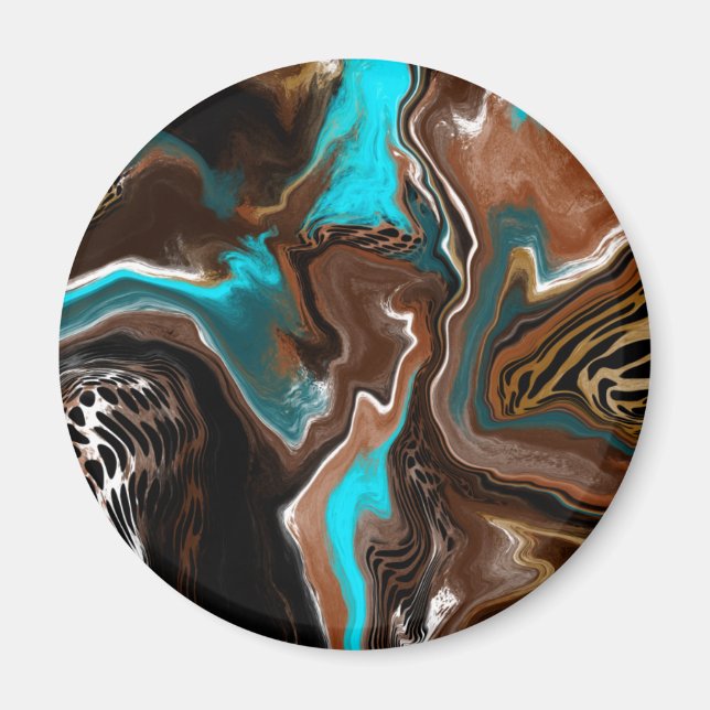 Íman Arte Abstrato azul, castanha e preta (Frente)