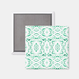 Íman Arte Acrílica Abstrata Verde Branco Prismática