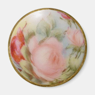 Íman Arte antiga do botão da porcelana, rosas