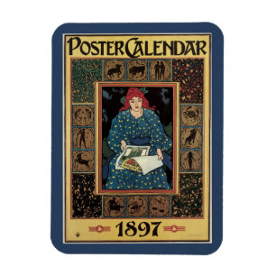 Íman Arte Antiga Modernista, Mulher Lendo Livro de Astr