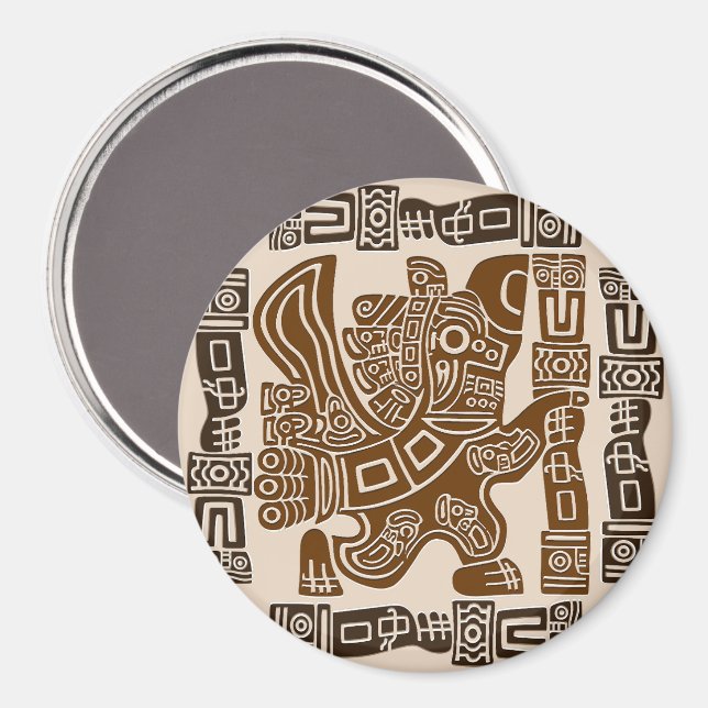 Íman Arte Antiga Tribal do Guerreiro de Águia Asteca (Front/Back)
