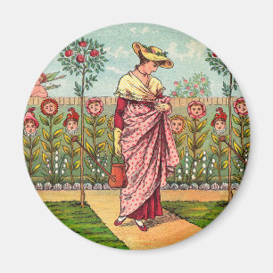 Íman Arte Antigo Jardim Crescer Flor Mulher