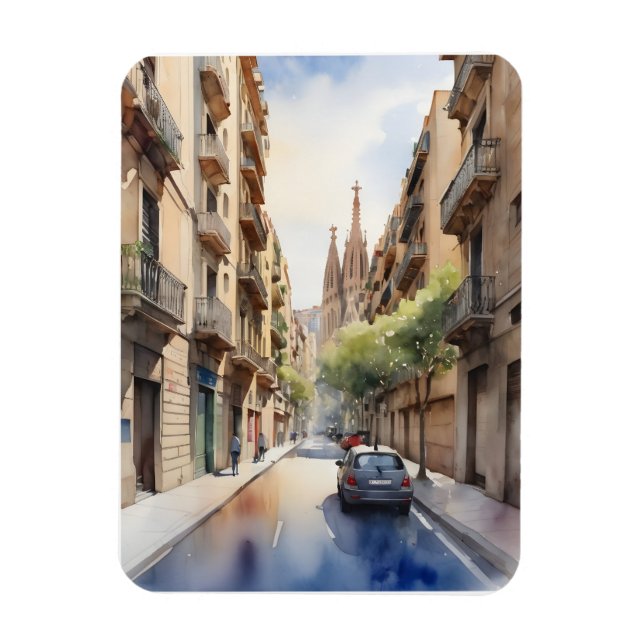Íman Arte aquarela de Barcelona (Vertical)