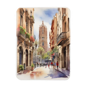 Íman Arte aquarela de Barcelona