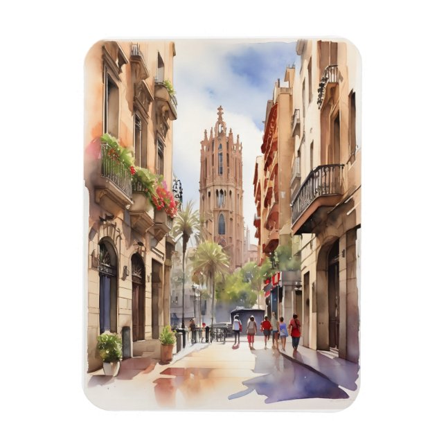 Íman Arte aquarela de Barcelona (Vertical)