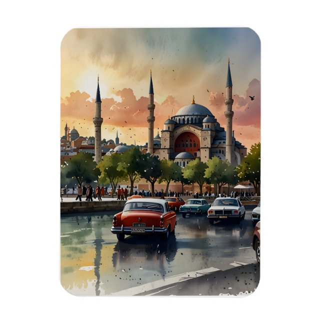 Íman Arte aquarela de Istambul (Vertical)