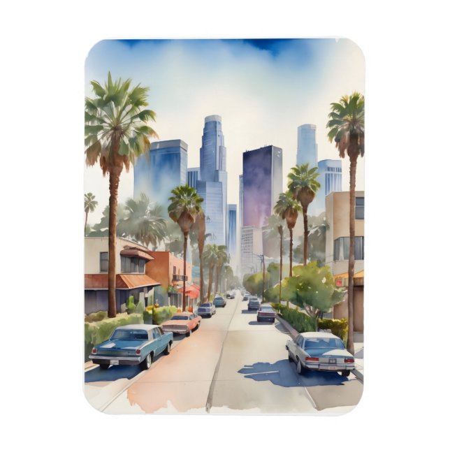 Íman Arte aquarela de Los Angeles (Vertical)