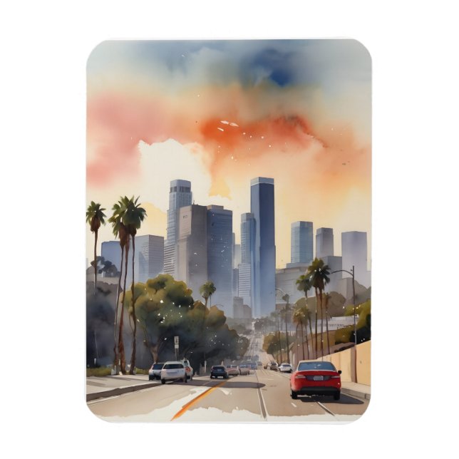 Íman Arte aquarela de Los Angeles (Vertical)